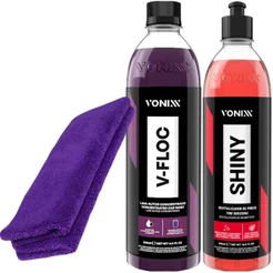 Kit Pretinho Shiny Shampoo V-floc Aplicador + Pano Vonixx