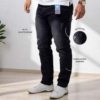 Calça Jeans Masculino Slim Premium Elastano Trabalho Lycra Estica Moda 2025 Casual Presente ideal em Oferta na Shopee