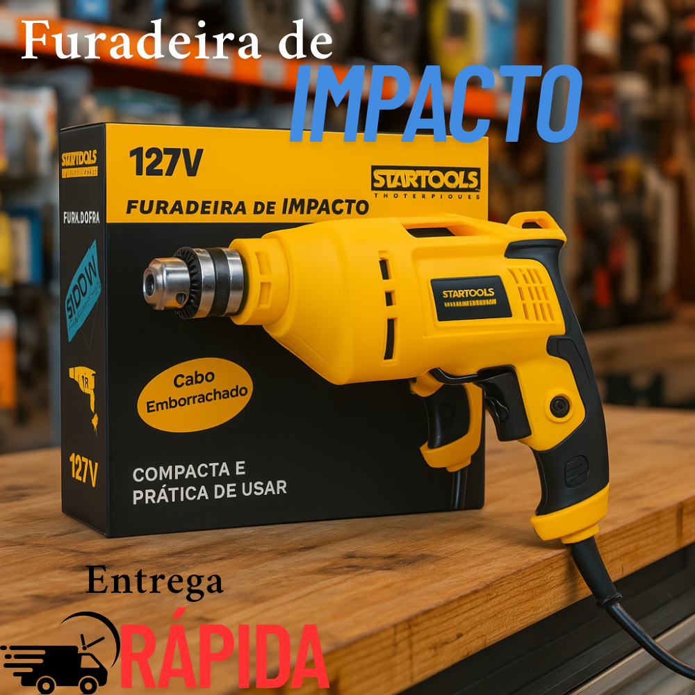 Furadeira De Impacto Elétrica 127V Com Função Parafusadeira Para Madeira, Metal E Uso Residencial