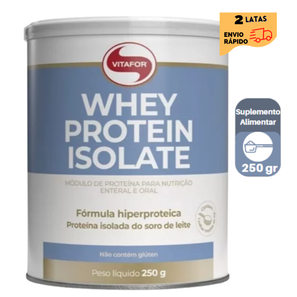 Kit 2 latas -Suplemento Whey Protein Isolate -Vitafor-- 250g