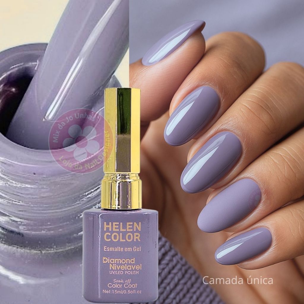 Esmalte em gel Helen Color Lilás acinzentado Camada única 54 Diamond 15ml em Oferta na Shopee