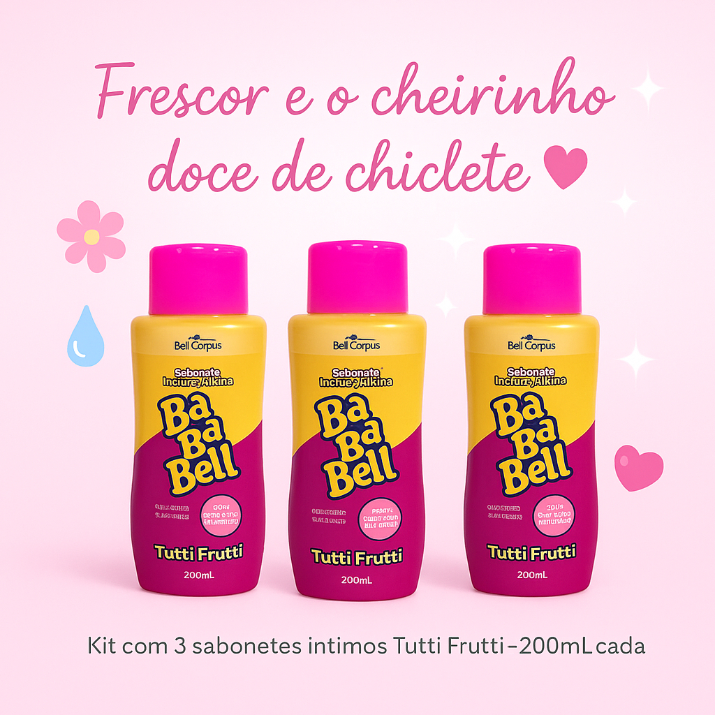Kit 3 Sabonetes Íntimo e Corporal Baba Bell Tutti Frutti – Cuidado e Frescor Diário
