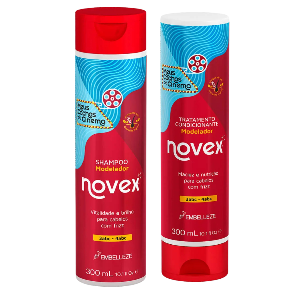 kit novex meus cachos de cinema vegano shampoo + condicionador 300ml | definição e brilho