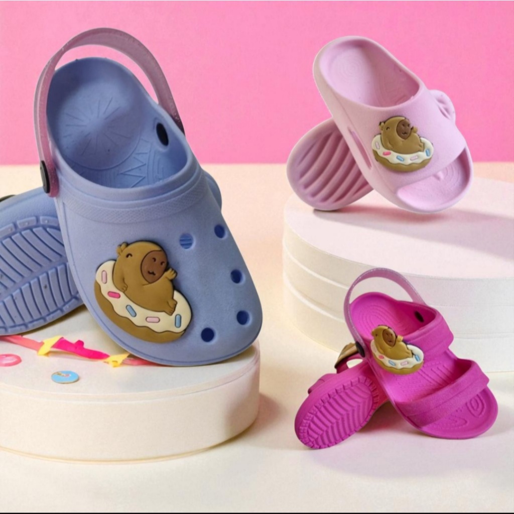 Sandália Babuche Papete Chinelo Slide Nuvem infantil Menina Capivara Animais Personagens Leve confortável Varias cores