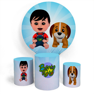 Kit Painel Festa Capa Personalizada E Capa Conjunto Cilíndro Aniversário Infantil Bento e Totó em Oferta na Shopee