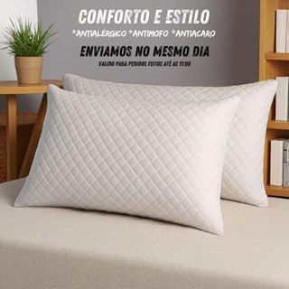 Kit 2 Travesseiros para Casal Confortável Antialérgico em Oferta na Shopee