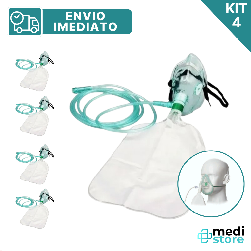 Kit com 4 Mascara Oxig Alta Concentração Pediatrica Infantil em Oferta na Shopee