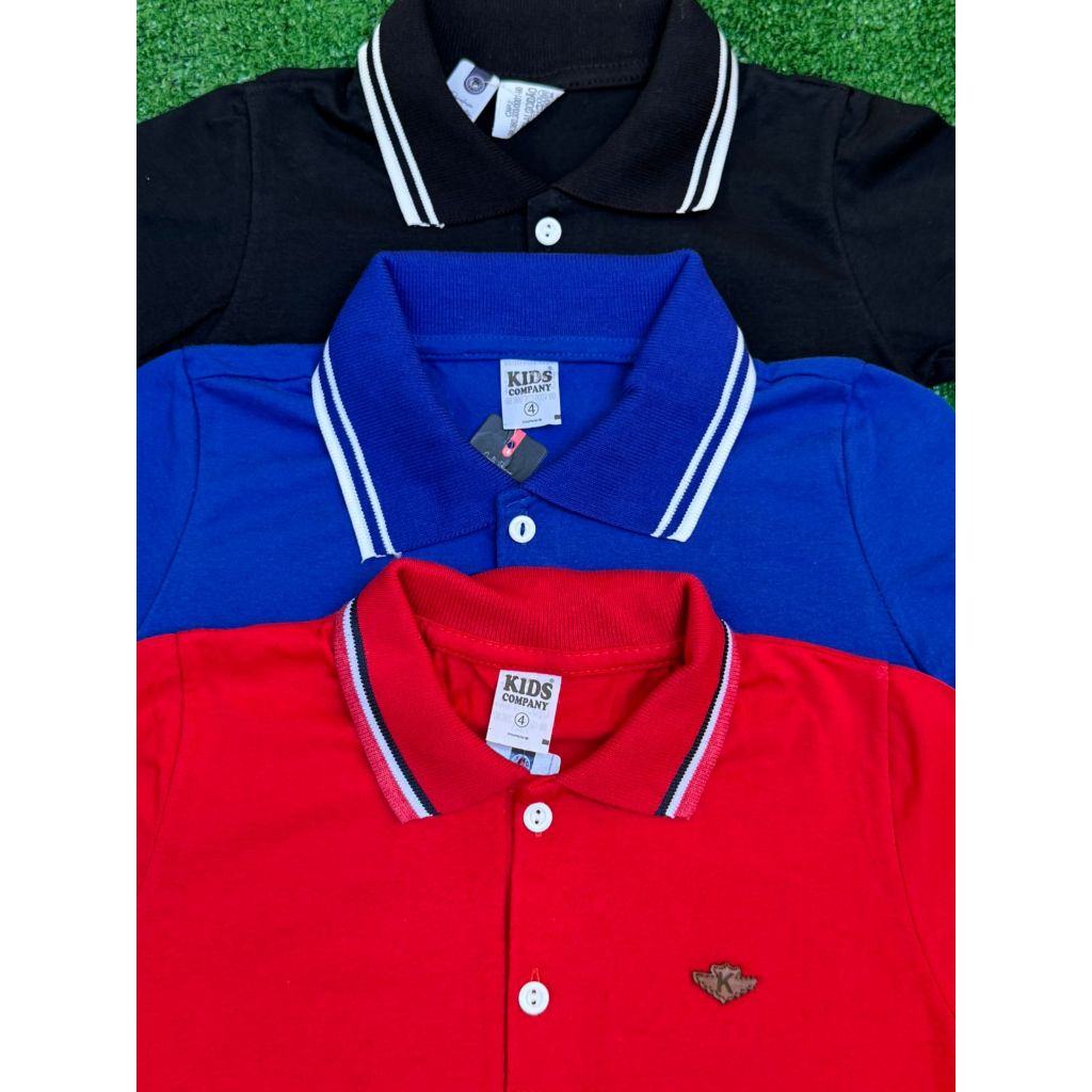 Kit 3 Camisetas Gola Polo Infantil 100% Algodão Para Menino de 1 até 14 anos Malha Premium Gola Polo Vermelha