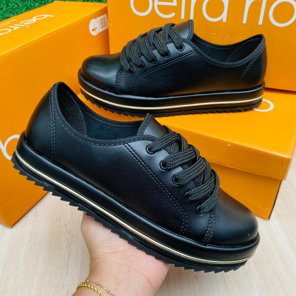 Tênis Sapato Feminino Confortável  Beira Rio Tratorado Plataforma Brilho