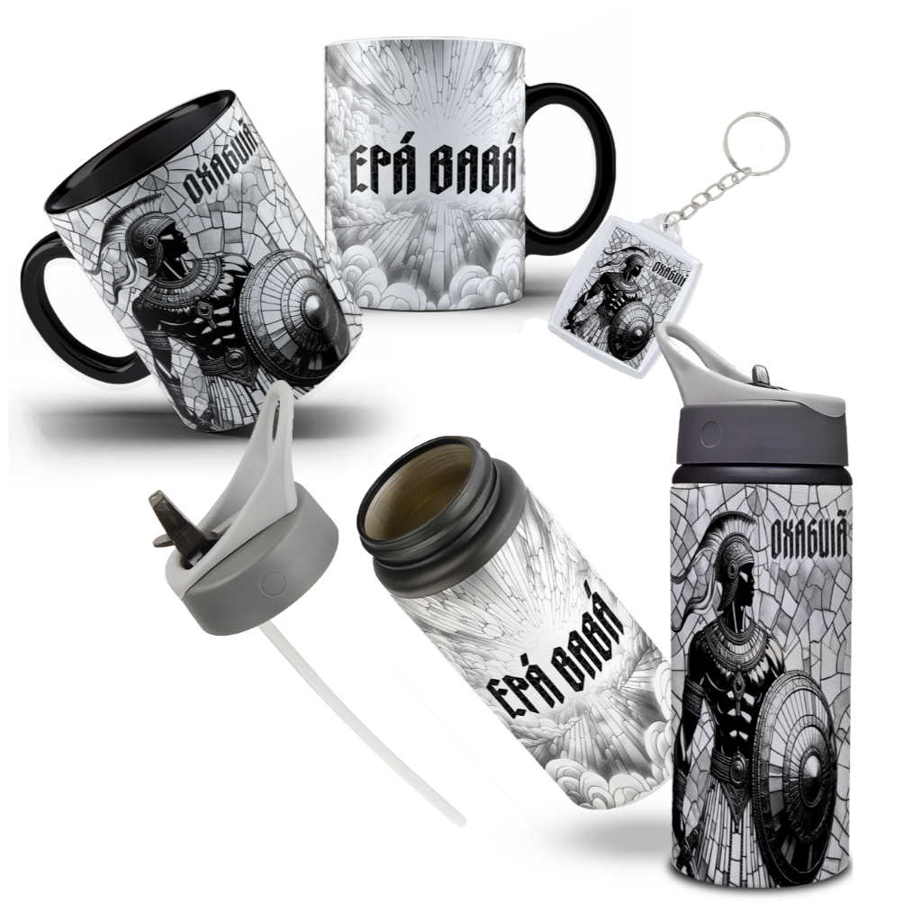 Kit Orixás Oxaguiã com Caneca Garrafa e Chaveiro | 1
