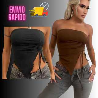 Blusa Feminina Tomara Que Caia Assimétrica De Bico Com Bojo Top Moda Blogueira Gringa