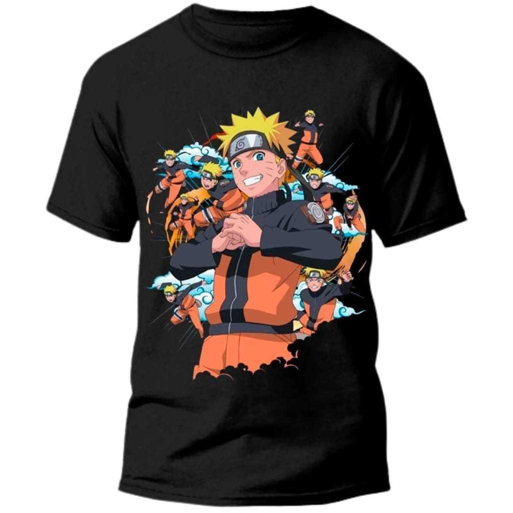 Camiseta Infantil 100% Algodão Personalizada Naruto Manga Curta Meninos e Meninas Juvenil