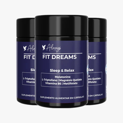FitDreams® - Melatonina, Magnésio, L-Triptofano, B6 e B9 (MetilFolato) - 30 Cápsulas - 3 Unidades