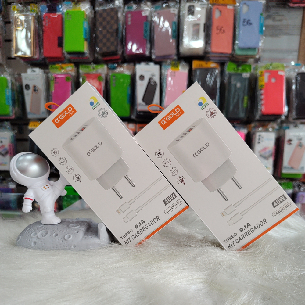 Kit Carregador Turbo 40w Carregador Rapido Para Celular IOS Carregador Saída USB-c