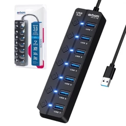 Hub de Expansão USB 3.0 7 em 1 com Interruptores Liga e Desliga UH-317S EXBOM