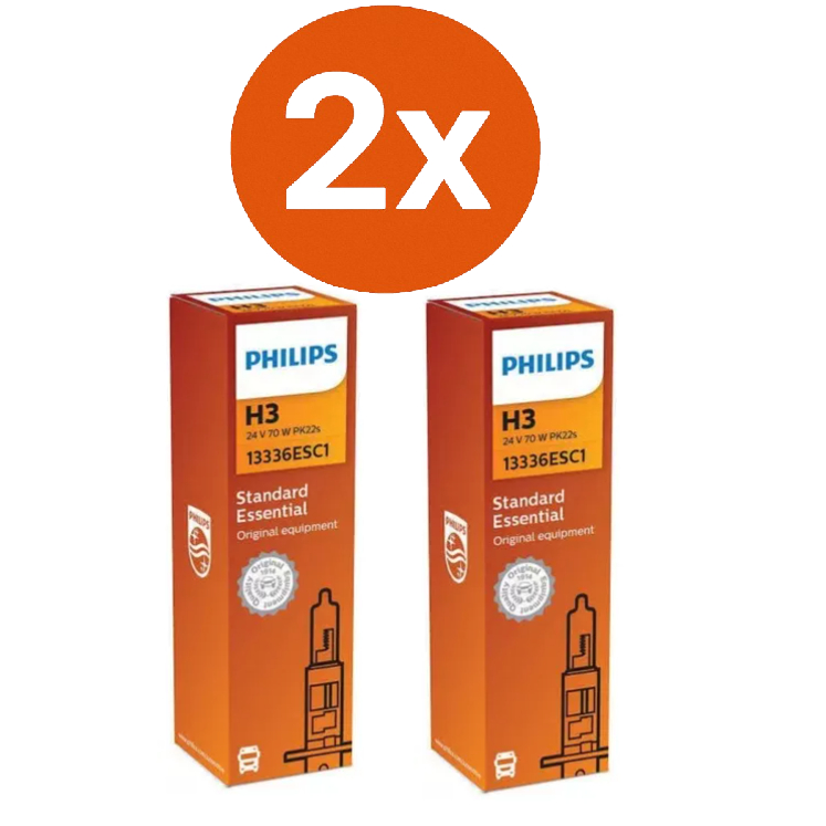 Kit 2 Lâmpadas Original Philips H3 24v 70w Caminhão Standard Essential Pk22s 13336C1