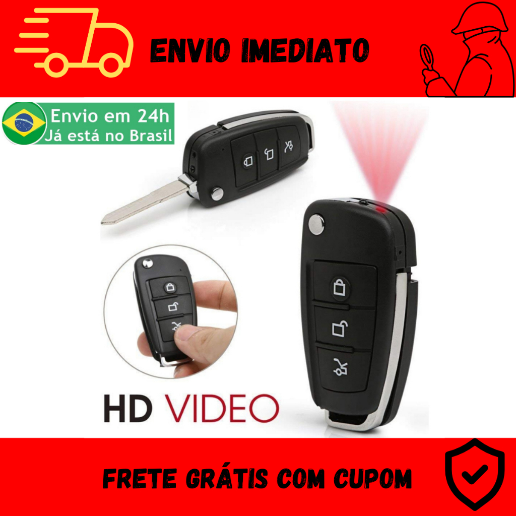 Micro Camera Disfarçada Chave Filma Segurança Escuta Secreta