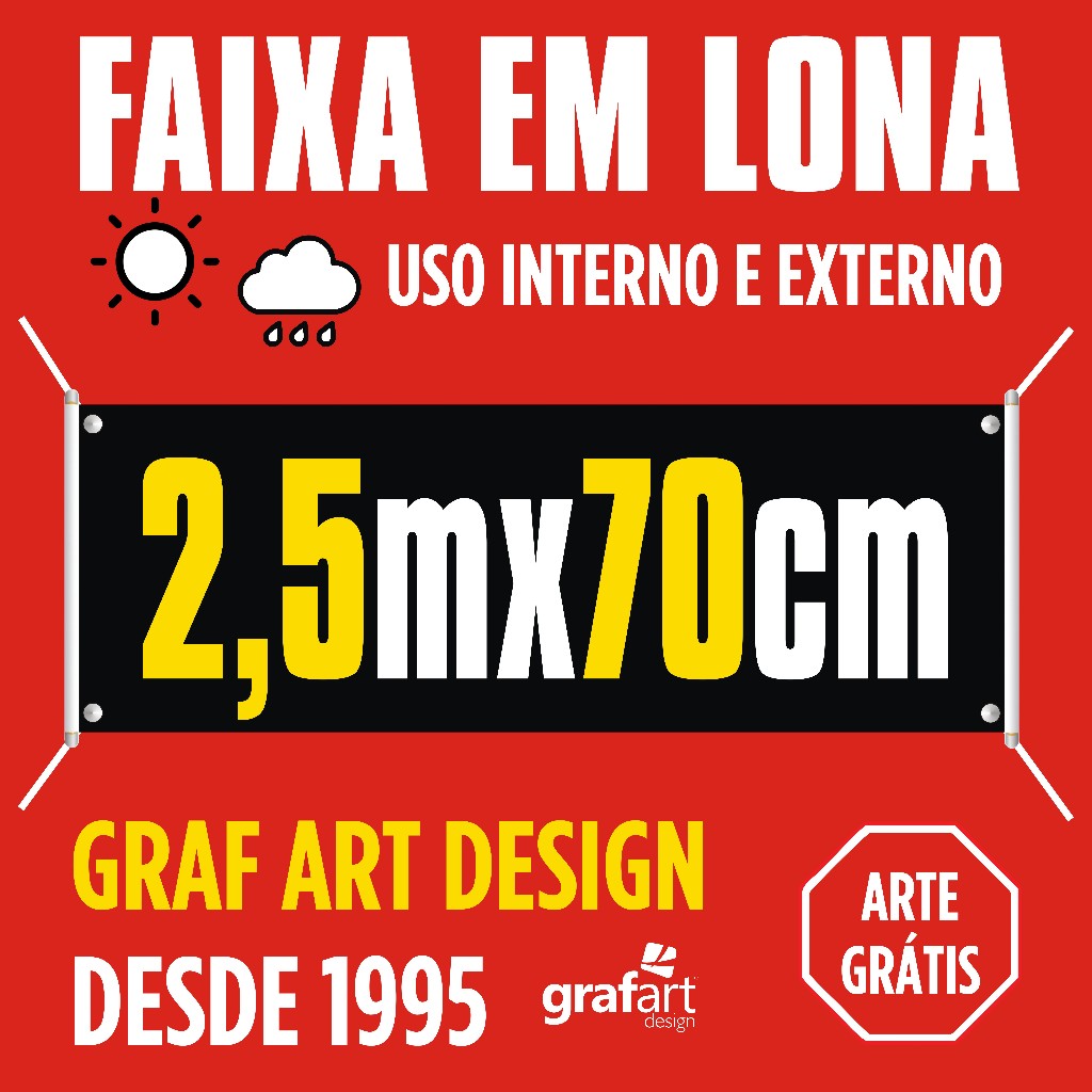 Faixa em Lona 250x70cm Faixa Promocional