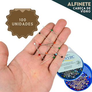 Alfinete Cabeça de Vidro - C/100 - Ideal Para Trabalhos De Costura, Patchwork e Artesanato - SHEFA em Oferta na Shopee