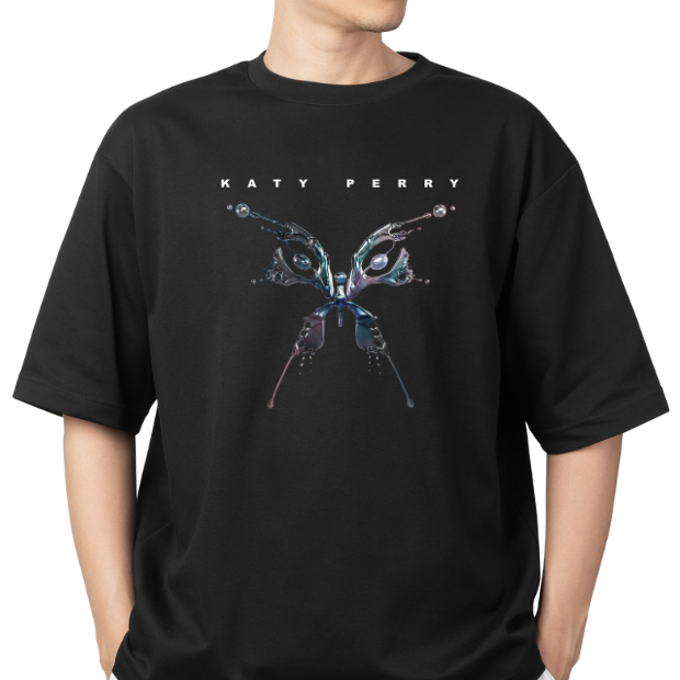 Camisa Camiseta Oversized Streetwear Estilo de rua Larga Katy Perry Borboleta Abstrata – Unissex 100% Algodão