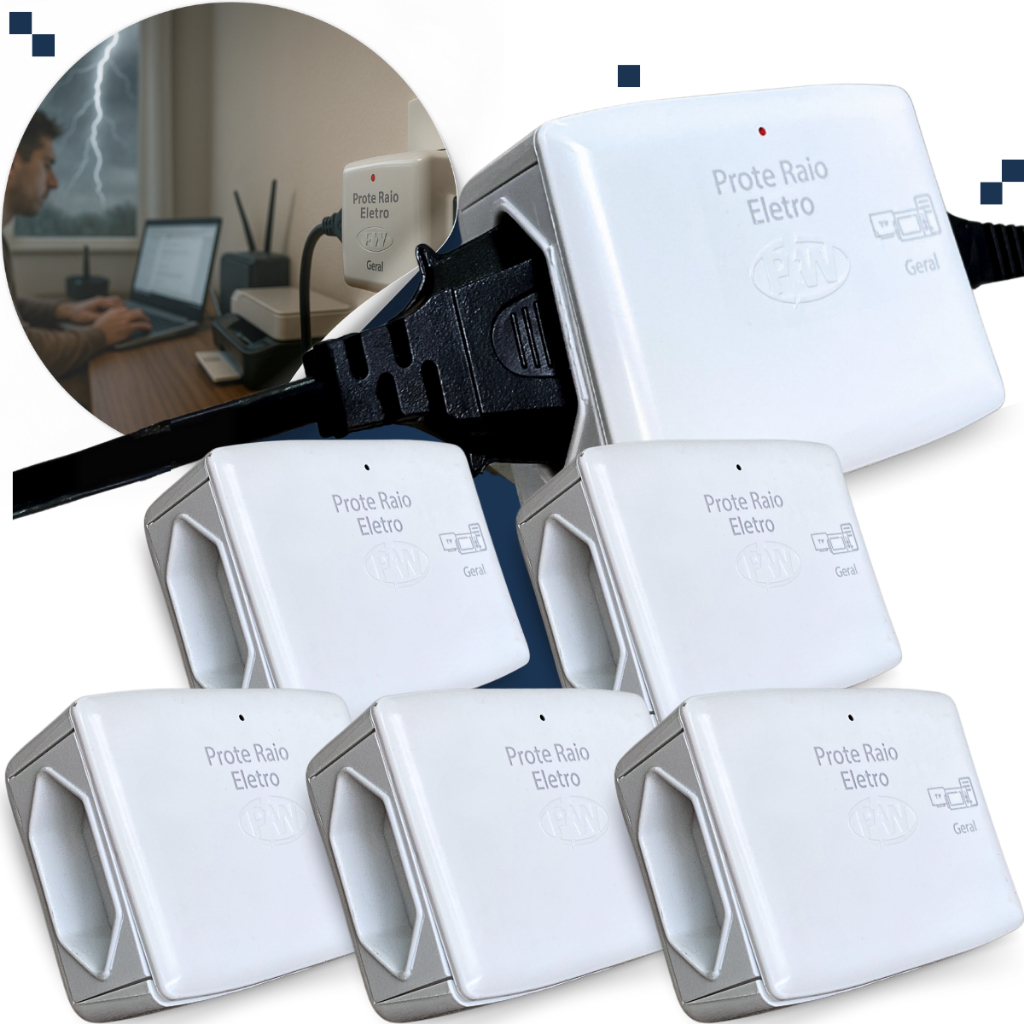 Kit 6 Protetor Raios DPS Contra Surto Queda Energia Descarga Eletrica Para Eletrodomésticos Bivolt