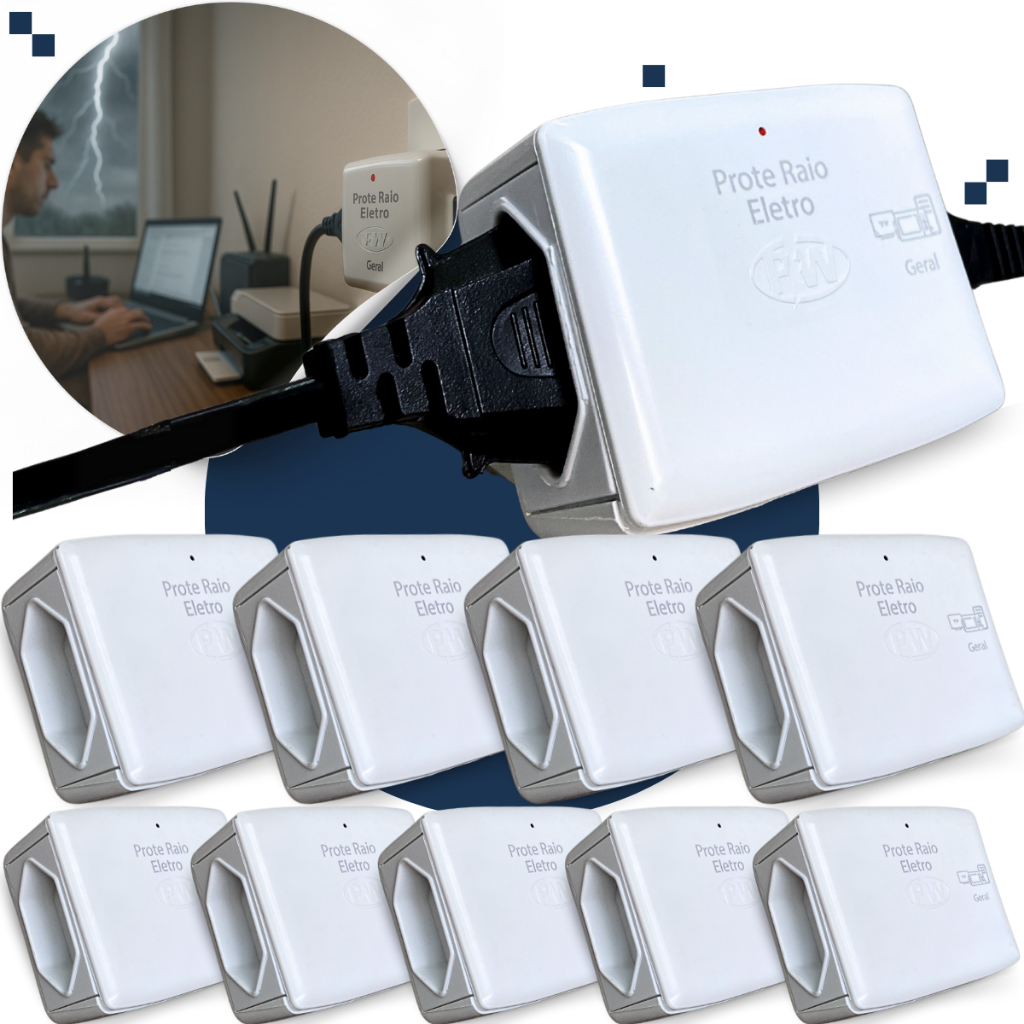 Kit 10 Protetor Raio Contra Surto Queda Energia Descarga Eletrica Para Eletrodomésticos 110v ou 220V