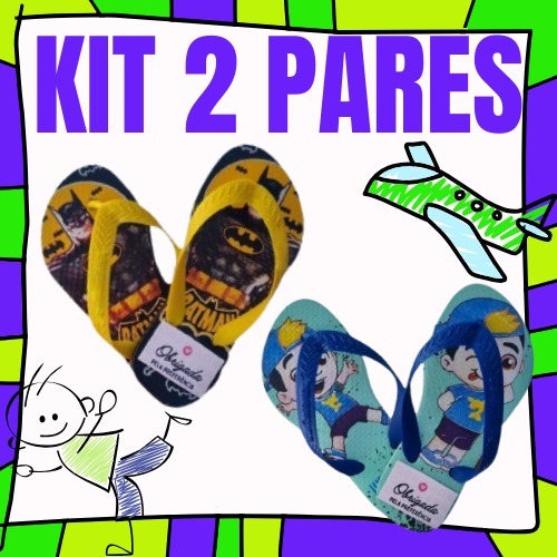 Kit 2 Pares de Chinelo Masculino Infantil SORTIDOS Menino Promocao