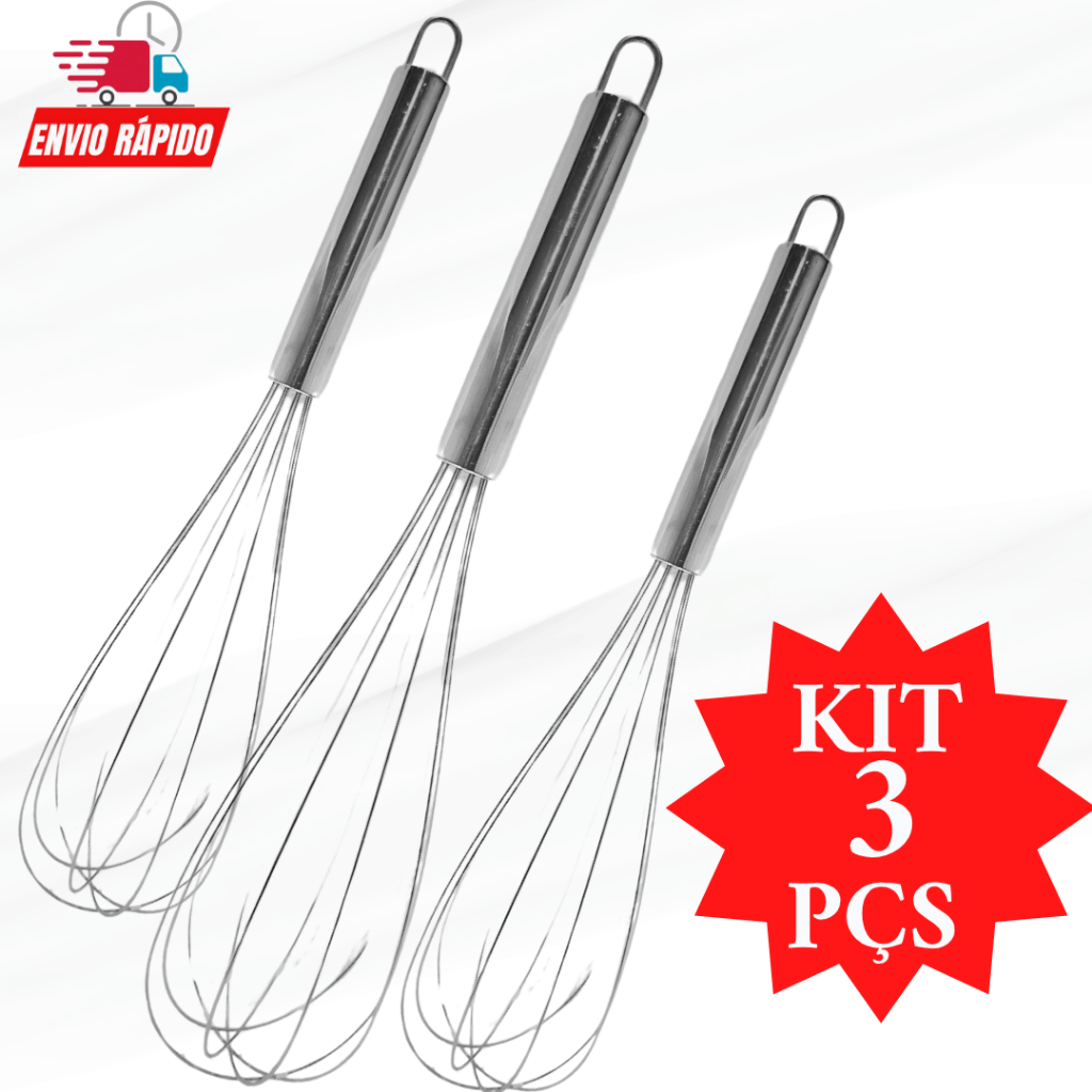 Batedor Fouet Profissional De Ovos e Massas Cabo Reforçado 30 CM Utensilios Promoçaõ