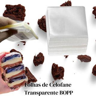 500 FOLHAS CELOFANES TRANSPARENTES VARIOS TAMANHOS IDEAL PARA BALAS, DOCES, BROWNIE, FATIAS DE BOLOS ETC em Oferta na Shopee