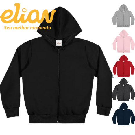 Jaqueta Elian - Moletom Flanelada Capuz Zíper Infantil 1 ao 16 em Oferta na Shopee