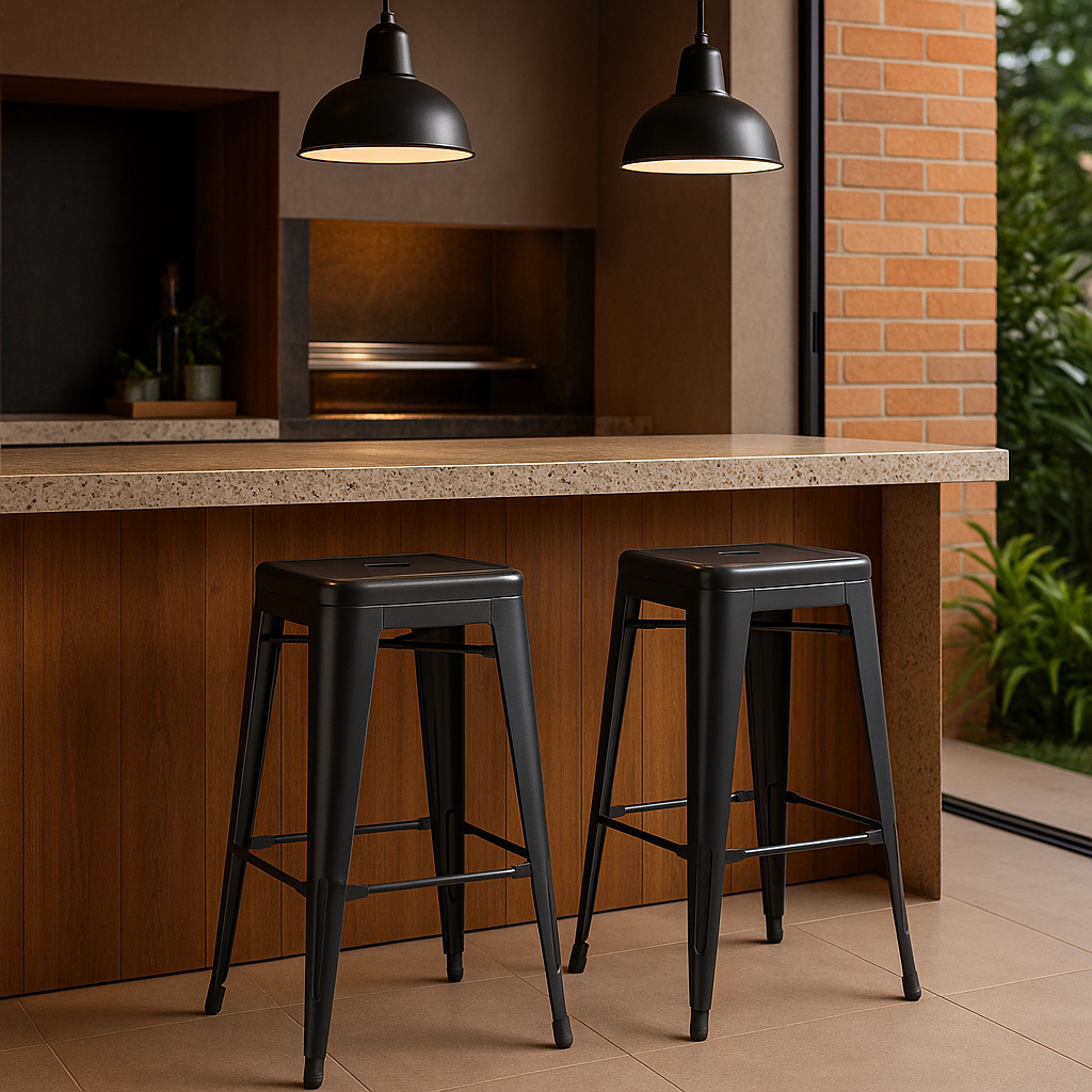 Kit 2 Banquetas Tolix Design Industrial Altura Media 66cm Masterchair em Oferta na Shopee