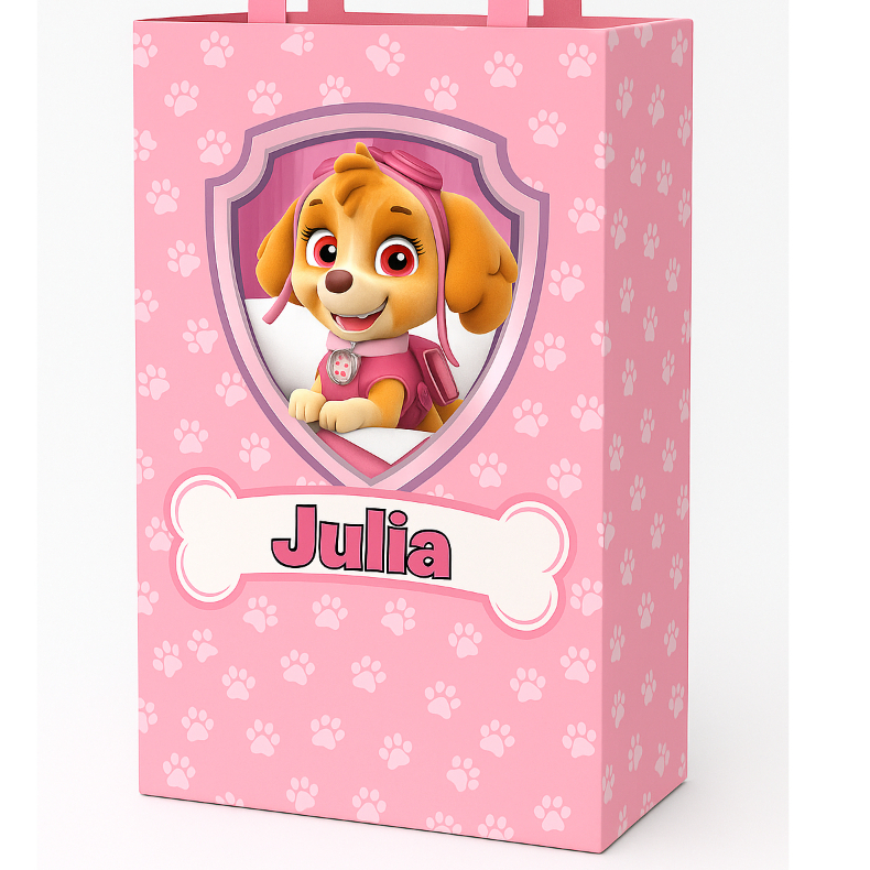PEGUE E MONTE-Sacolinha Surpresa Personalizada skay patrulha canina  Lembrancinha Festa Infantil Sacola Surpresa