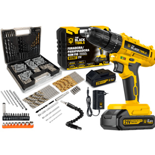 Parafusadeira Furadeira Impacto 21v 02 Bat The Black Tools + Kit De Brocas Bits E Buchas 300 Peças em Oferta na Shopee