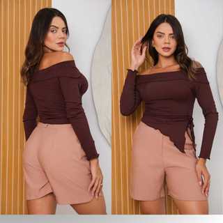 Blusa Tomara Que Caia Assimétrica Feminina | Tamanho Único Veste 36 ao 44 | Moda 2025 verao Manga longa