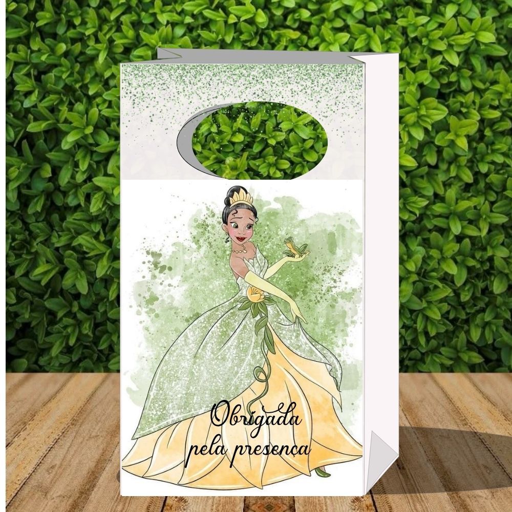 30 Sacolinha Princesa Tiana- Lembrancinha para festa Princesa Tiana - Pegue e monte- caixinhas e centro de mesa