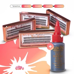 Conjunto de Cola 30ml Salon Pro + Caixa Com Cílios postiços 6D MINK NEW SHOW - Tufos Sem nó
