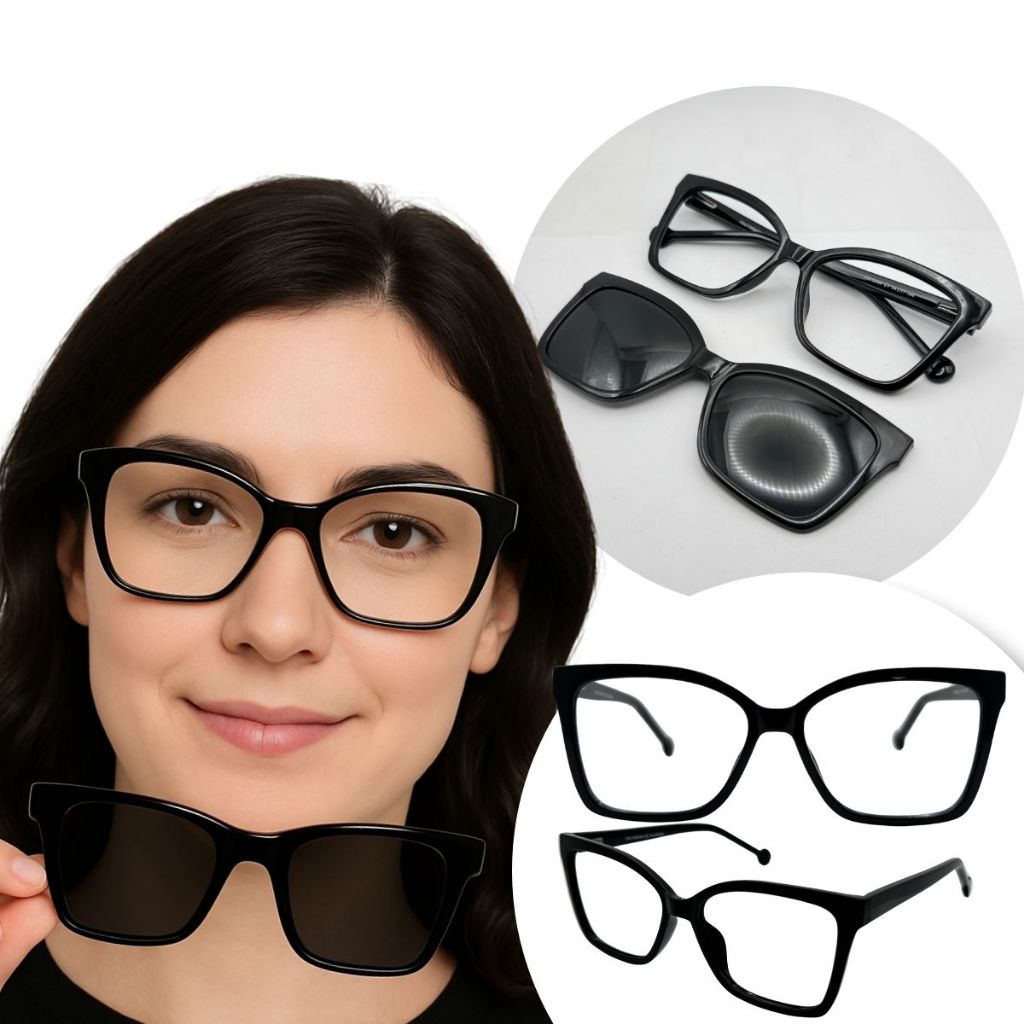 Clipon 2 EM 1 FEMININO ÓCULOS Armação Para Grau Feminina Mulher Moderna Classic magnéticos CNFDR