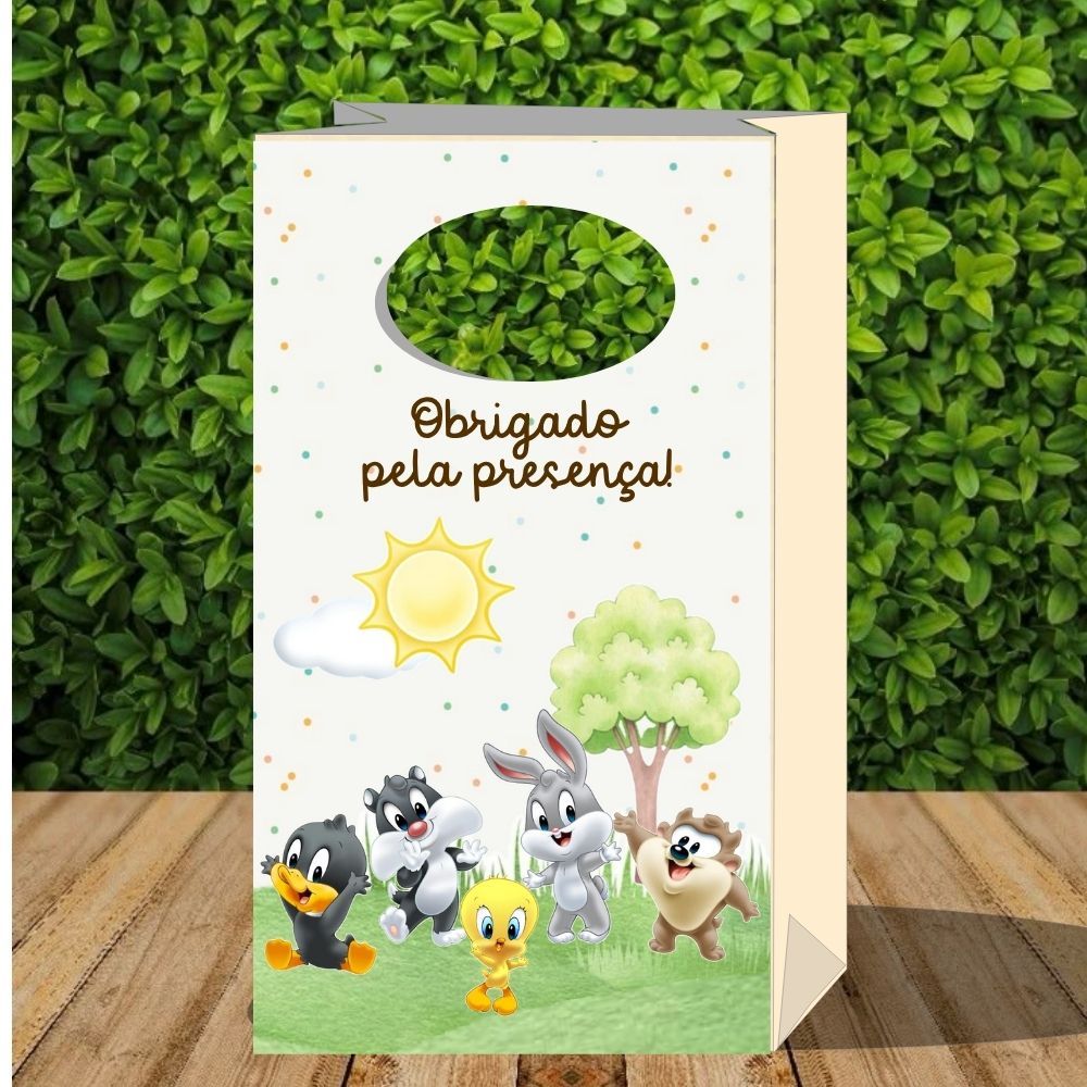 Lembrancinha Baby looney toones -Sacolinha P PEGUE E MONTE para festa infantil-caixinhas- sacolinha surpresa pequena