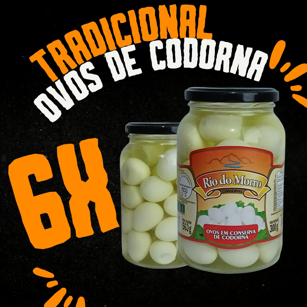 Kit 6 Ovo De Codorna Em Conserva Tradicional 300g Rio Do Morro