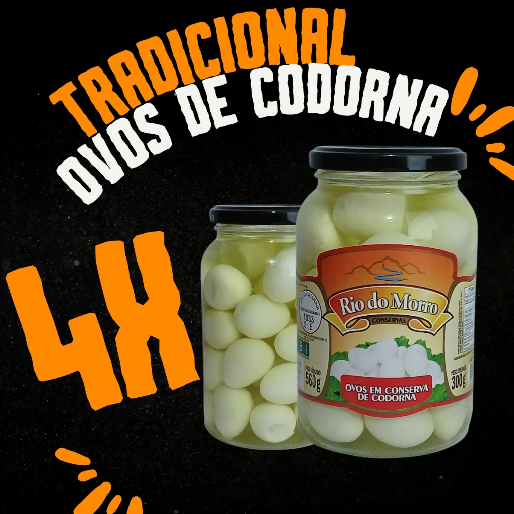 Kit 4 Ovo De Codorna Em Conserva Tradicional 300g Rio Do Morro