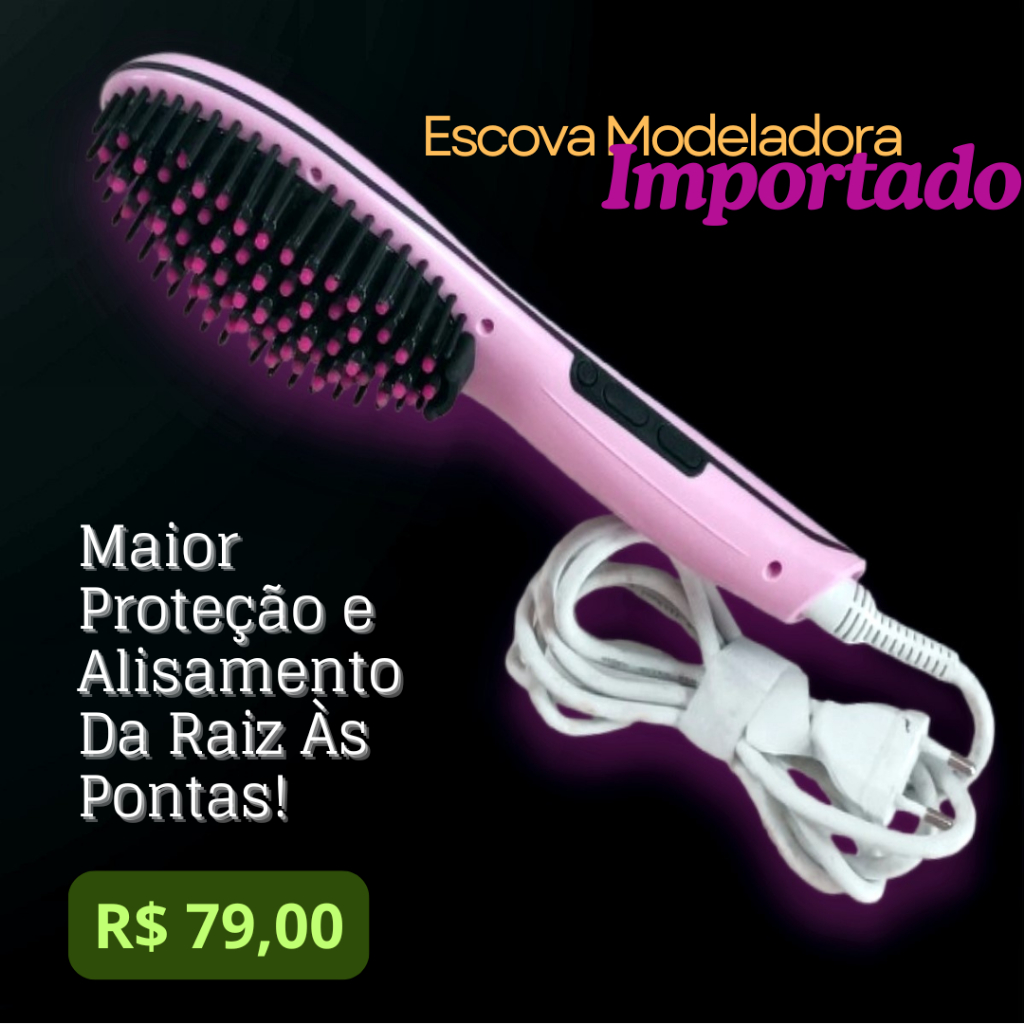 ESCOVA DE CABELO ELÉTRICA ALISADORA IMPORTADO 110 Volts Seminovo