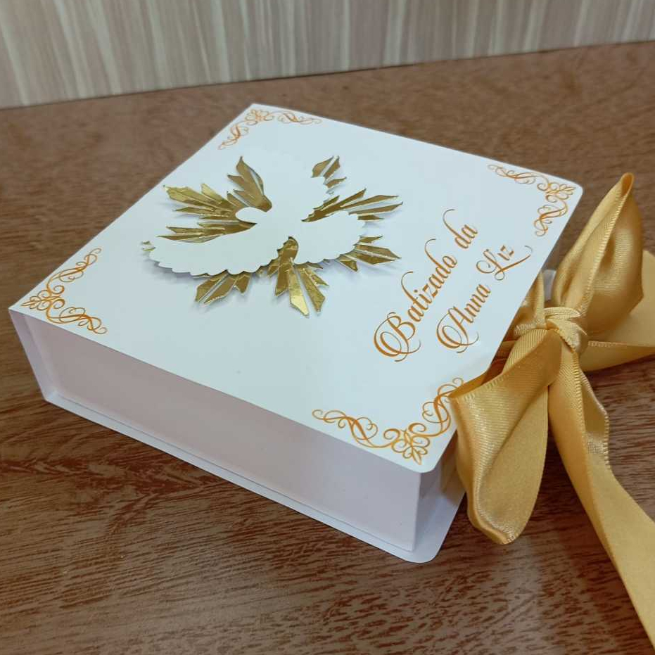Batizado Lembrancinha com mini terço + oração Santo Anjo | Personalizado Menino/Menina