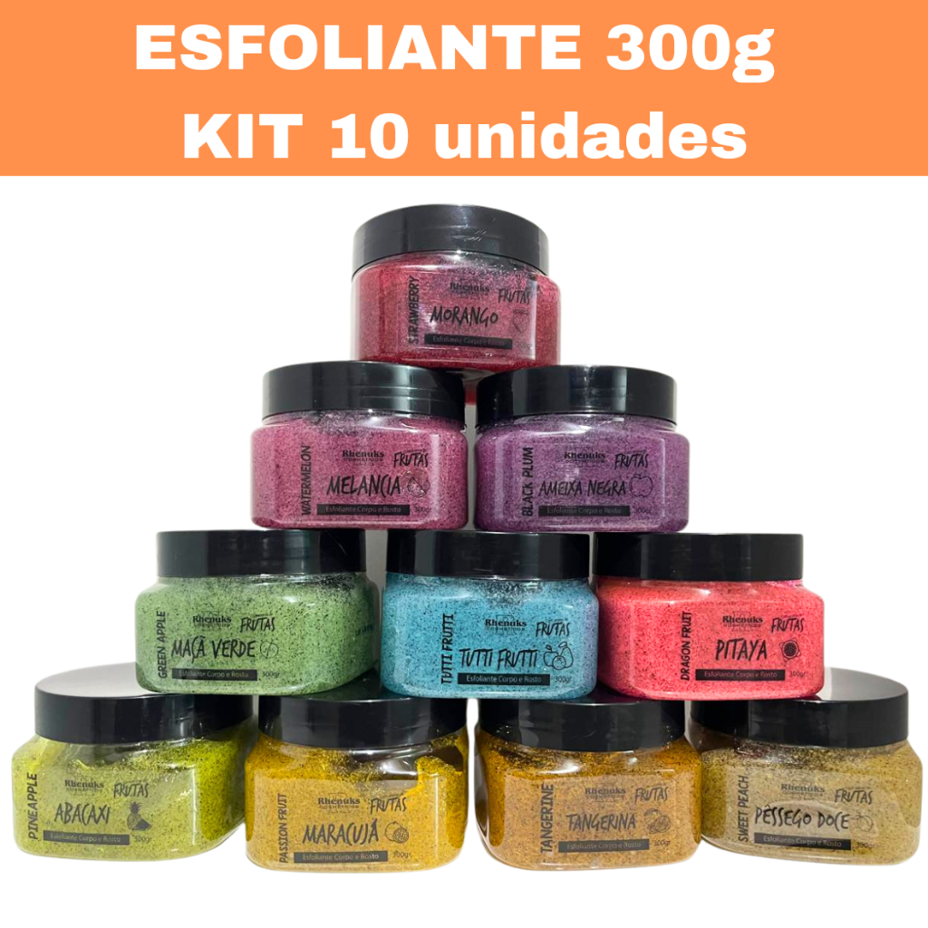 Kit 10 Esfoliante 300g Diversas fragrâncias - revenda, distribuição