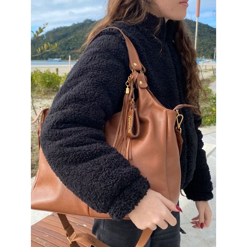 Bolsa sacola feminina luxo Oliver Mour em couro legítimo