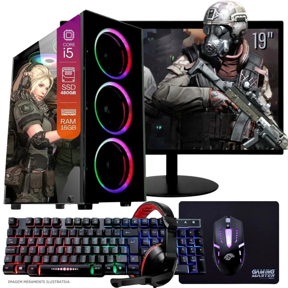 computador gamer i5 8g barato ssd128g+hd500 video gt610 2g roda programas e jogos cs roblox gta5 LOL