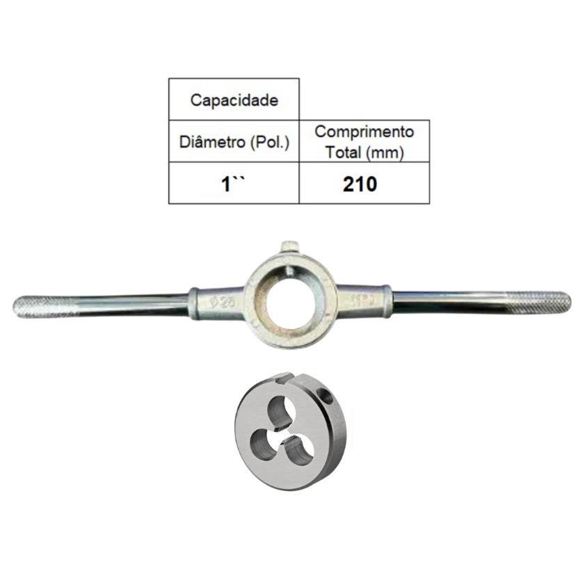 PORTA COSSINETE 1 POLEGADA + COSSINETE MANUAL AÇO LIGA 1/4  X 20 BSW - ANSI - ROCAST