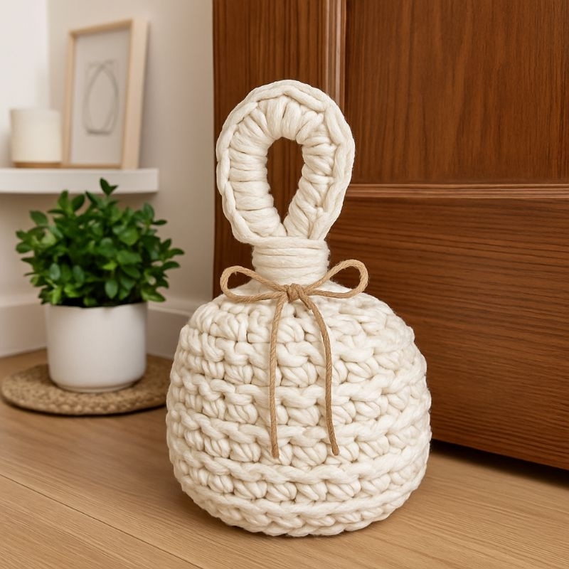 Peso de Porta de Crochê em Fio de Malha – 1kg | Artesanal e Decorativo em Oferta na Shopee