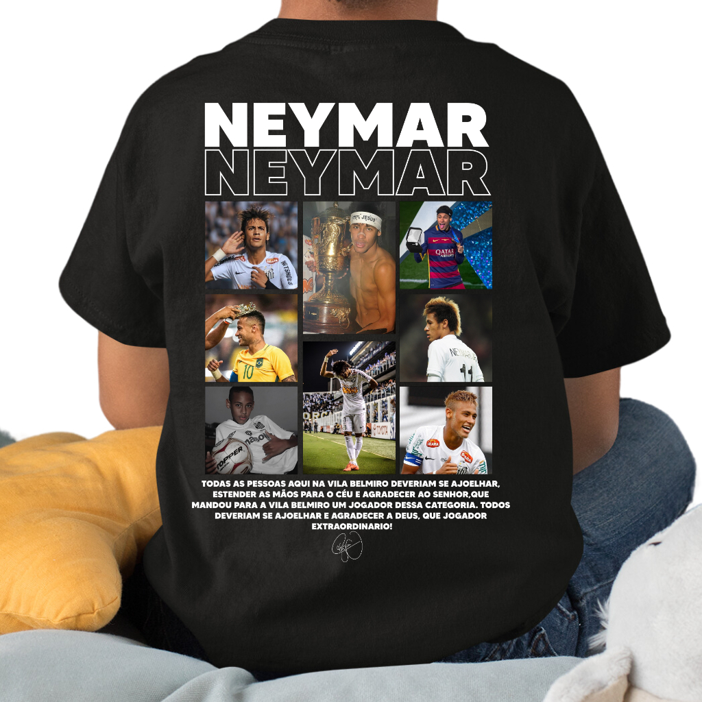 Camiseta Infantil Neymar Junior Camisa Menino Futebol Ney Jogador Criança Camiseta