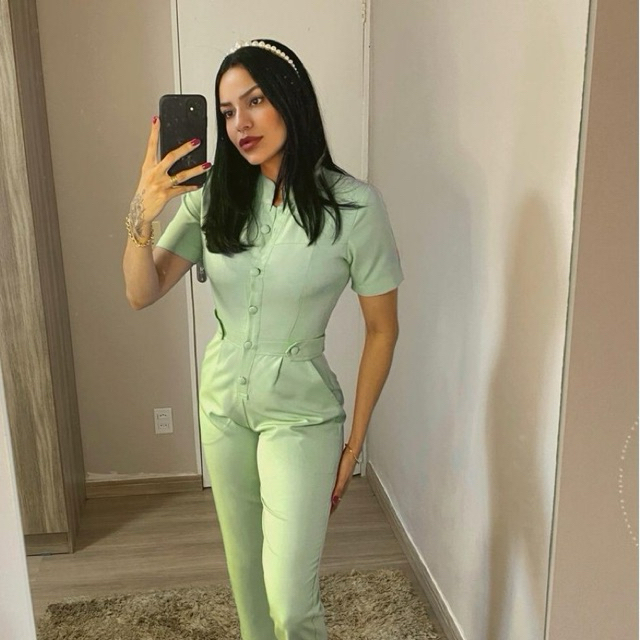 macacão feminino sabrina com elastano donna flor