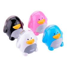 Apontador Escolar Tris Pinguino com Depósito 2 Furos – Apontador Infantil com Reservatório